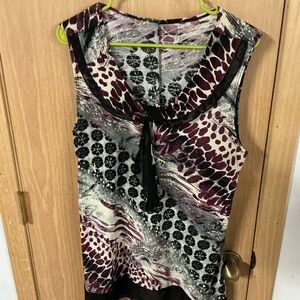 Elegant Women's Sleeveless Blouse - Black and Purple